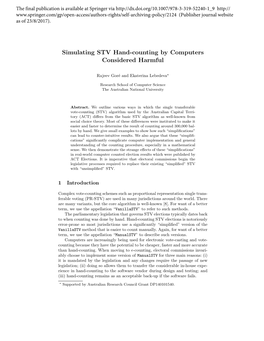 Simulating STV Hand-Counting by Computers Considered Harmful