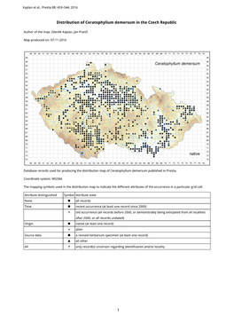 1 Distribution of Ceratophyllum Demersum in the Czech Republic