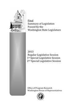 2013 Regular Legislative Session 1St Special Legislative Session 2Nd Special Legislative Session