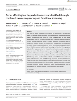 Genes Affecting Ionizing Radiation Survival Identified Through Combined Exome Sequencing and Functional Screening