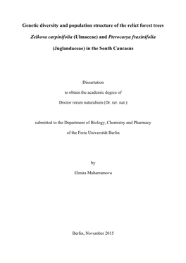 Genetic Diversity and Population Structure of the Relict Forest Trees