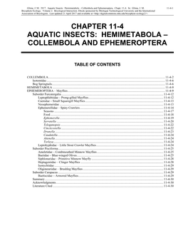 Aquatic Insects: Hemimetabola – Collembola and Ephemeroptera