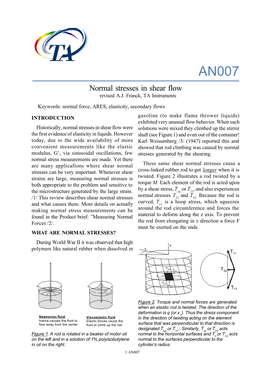 Normal Stresses in Shear Flow Revised A.J