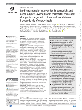 Mediterranean Diet Intervention in Overweight and Obese Subjects