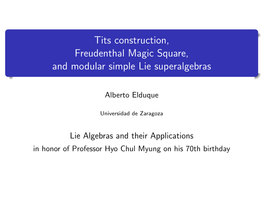 Tits Construction, Freudenthal Magic Square, and Modular Simple Lie Superalgebras