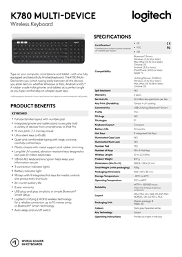 K780 MULTI-DEVICE Wireless Keyboard