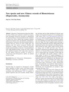 New Species and New Chinese Records of Bionectriaceae (Hypocreales, Ascomycota)