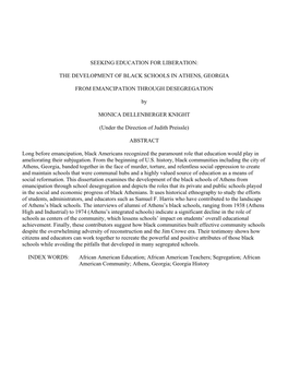 The Development of Black Schools in Athens, Georgia