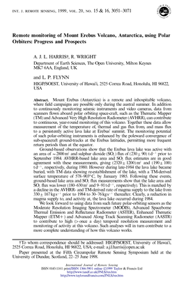 Remote Monitoring of Mount Erebus Volcano, Antarctica, Using Polar Orbiters: Progress and Prospects