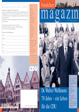 Dr. Walter Wallmann 70 Jahre