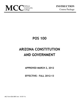 Pos 100 Arizona Constitution and Government