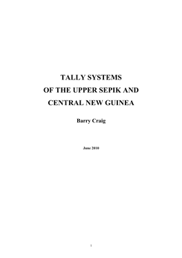 Tally Systems of the Upper Sepik and Central New Guinea