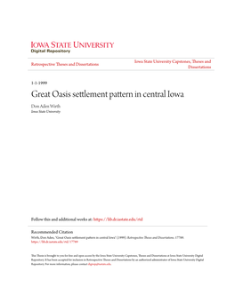 Great Oasis Settlement Pattern in Central Iowa Don Aden Wirth Iowa State University