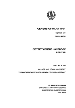 District Census Handbook, Periyar, Part XII-A & B, Series-23