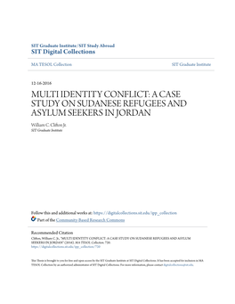 A CASE STUDY on SUDANESE REFUGEES and ASYLUM SEEKERS in JORDAN William C
