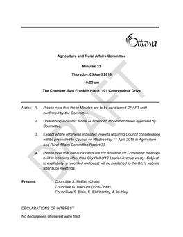 Agriculture and Rural Affairs Committee Minutes