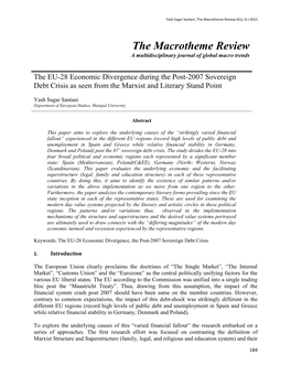 The EU-28 Economic Divergence During the Post-2007 Sovereign Debt Crisis As Seen from the Marxist and Literary Stand Point