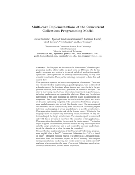 Multi-Core Implementations of the Concurrent Collections Programming Model