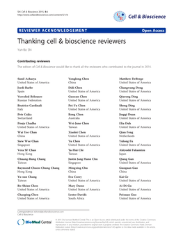 Thanking Cell & Bioscience Reviewers