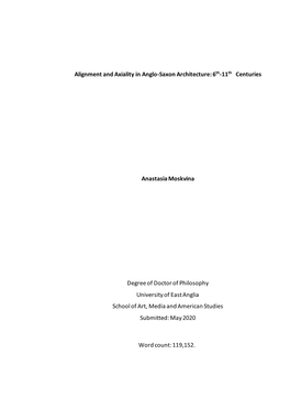 Alignment and Axiality in Anglo-Saxon Architecture: 6Th-11Th Centuries