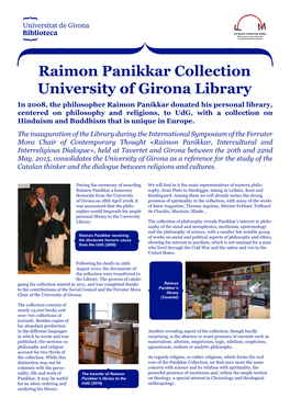 Raimon Panikkar Collection University of Girona Library