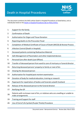 Death in Hospital Procedures