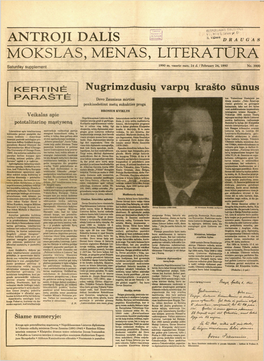 MOKSLAS, MENAS, LITERATŪRA Saturday Supplement 1990 M