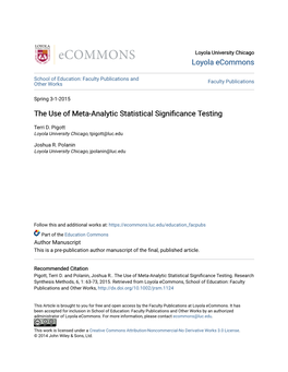 The Use of Meta-Analytic Statistical Significance Testing