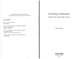 Inventing Temperature General Editor: Paul Hnmnhrf'vs