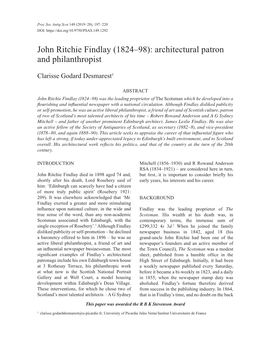 John Ritchie Findlay (1824–98): Architectural Patron and Philanthropist