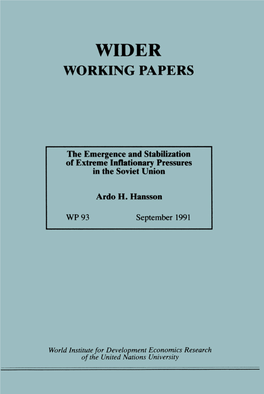 The Emergence and Stabilization of Extreme Inflationary Pressures in the Soviet Union