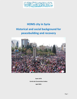 HOMS City in Syria Historical and Social Background for Peacebuilding and Recovery