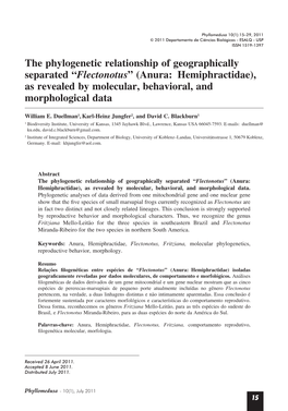 The Phylogenetic Relationship of Geographically Separated “Flectonotus”(Anura: Hemiphractidae), As Revealed by Molecular, Behavioral, and Morphological Data