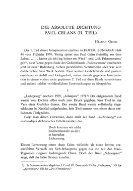 Die Absolute Dichtung Paul Celans (Ii