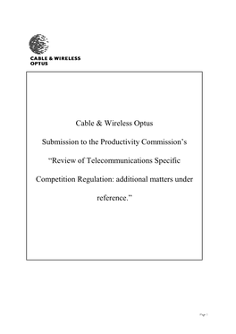 Cable & Wireless Optus Submission to the Productivity Commission's