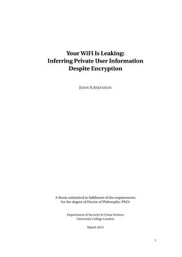 Your Wifi Is Leaking: Inferring Private User Information Despite Encryption