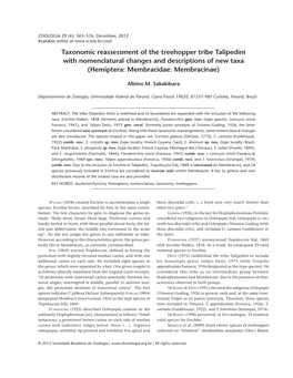 Taxonomic Reassessment of the Treehopper Tribe Talipedini with Nomenclatural Changes and Descriptions of New Taxa (Hemiptera: Membracidae: Membracinae)