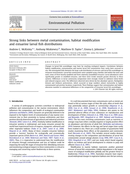 (2011). Strong Links Between Metal Contamination, Habitat