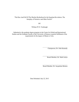 The Rise and Fall of the Muslim Brotherhood in the Egyptian Revolution: the Interplay of Narrative and Other Factors”