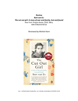 Bart Van Es: the Cut out Girl: a Story of War and Family, Lost and Found New York: Penguin Books, 2018