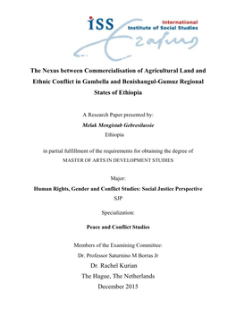 The Nexus Between Commercialisation of Agricultural Land and Ethnic Conflict in Gambella and Benishangul-Gumuz Regional States of Ethiopia