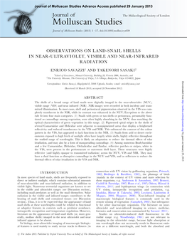 Molluscan Studies Advance Access Published 29 January 2013