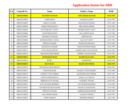 Application Status for SRD