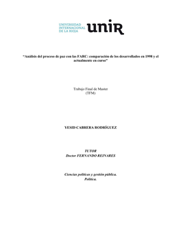 “Análisis Del Proceeso De Paz C YE D Ci on Las FAR Actualm Trabajo