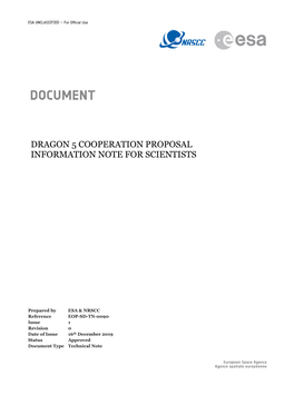 Dragon 5 Cooperation Proposal Information Note for Scientists