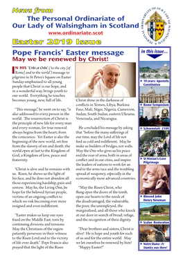 Pope Francis' Easter Message Easter 2019 Issue