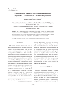 Early Maturation of Rosyface Dace, Tribolodon Sachalinensis (Cyprinidae, Cypriniformes), in a Small Isolated Population