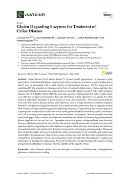 Gluten Degrading Enzymes for Treatment of Celiac Disease