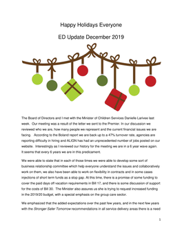 Happy Holidays Everyone ED Update December 2019