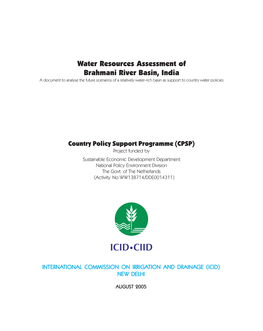 Water Resources Assessment of Brahmani River Basin, India